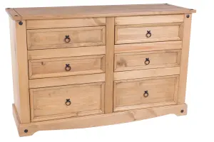 Core Products Premium Corona, 3+3 drawer wide chest, antique waxed pine