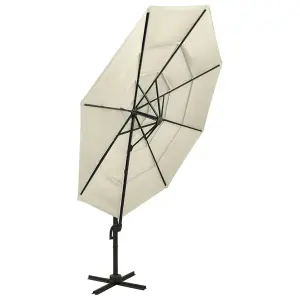 Berkfield 4-Tier Parasol with Aluminium Pole Sand 3x3 m