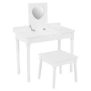 Interiors by Premier Childrens Dressing Table and Chair, Crisp White Dressing Table with Mirror, Body Posture Vanity Chair