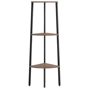 Berkfield 3-Tier Corner Shelf Dark Brown and Black 45.5x31.5x120 cm