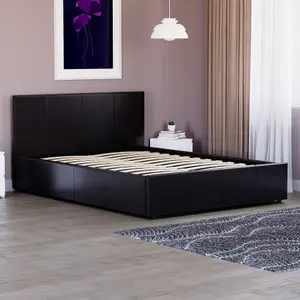 Vida Designs Lisbon Black 4ft6 Double Ottoman Faux Leather Bed Frame