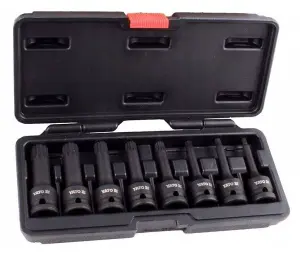 YATO YT-1069, 1/2" impact spline bits sockets set 8pcs sizes M5-M18, CrMo steel