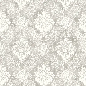 GoodHome Vay Grey Mica effect Damask Textured Wallpaper Sample