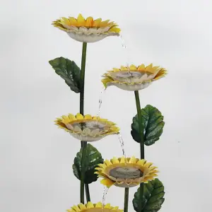 Primrose Potted Sunflower Tiered Cascading Zinc Water Feature