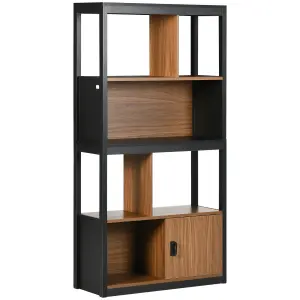 HOMCOM 4-Tier Bookshelf Freestanding Bookcase W/ Storage for Study Walnut Brown