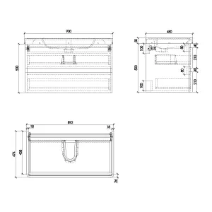 Marvel 900mm Wall Hung Bathroom Vanity Unit in Light Grey Gloss with Round Resin Basin