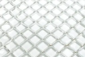 Glass mosaic on mesh for bathroom or kitchen 300mm x 300mm - Pole North Snow