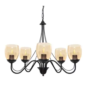 Luminosa Allena Multi Arm Pendant Ceiling Light Black, Amber 50cm