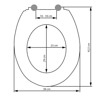 Toilet Seat - soft-close, durable hinges, easy to install, 45.5 x 38 x 5 cm - black