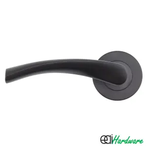 AFIT Matt Black Internal Door Handle - 4 Pairs Matt Black Lever on Rose Round Handles Novi Range