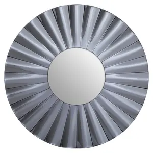 Interiors by Premier Jade Round Grey Wall Mirror