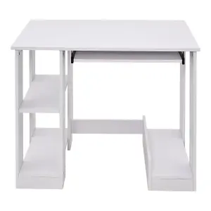 Freestanding Computer Desk with Monitor Stand and Keyboard Tray, White