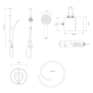 Aqualisa Smart Link Exposed valve HP/Combi Ceiling fed Smart Digital 4-spray pattern Shower with Adjustable shower head