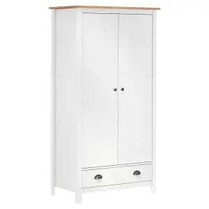 2-Door Wardrobe Hill White 89x50x170 cm Solid Pine Wood