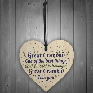 Red Ocean Great Grandad Grandfather Gift Handmade Wooden Heart Plaque Keepsake Gift For Christmas Birthday