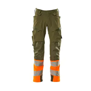 Mascot Accelerate Safe Trousers with Kneepad Pockets - Moss Green/Orange   (42.5) (Leg Length - Regular)