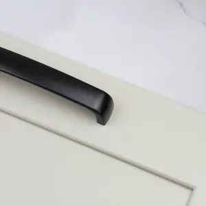 160mm Matt Black Cabinet Handle Curved Cupboard Door Drawer Pull Wardrobe Furniture Replacement Upcycle Dark Hardware