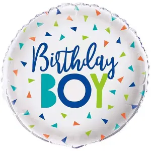 Unique Party Birthday Boy Confetti Foil Balloon White/Blue/Green (One Size)