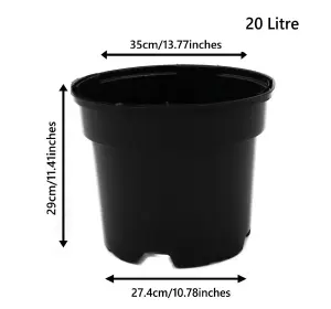 Black Plastic Plant Pot Flower Pots 20 Litres x 50 Pots