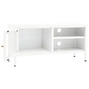 Berkfield TV Cabinet White 90x30x44 cm Steel and Glass