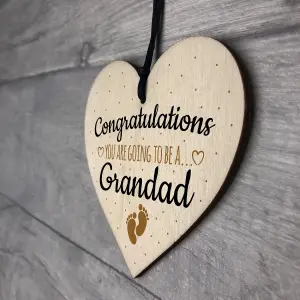 Red Ocean Handmade Pregnancy Announcent Gift Wooden Heart Congratulations Grandad Dad From Bump Gifts