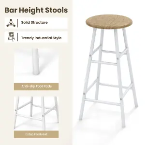 Costway 3PCS Bar Table Chair Set Industrial Dining Table Stools w/ Glass Holders & Wine Racks