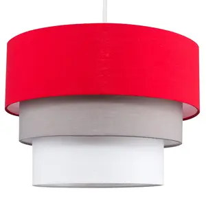 ValueLights Aztec 3 Tier Modern Red Fabric Ceiling Pendant Light Shade