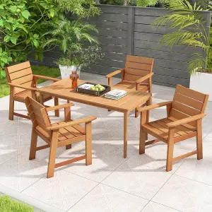 Costway 2 Piece Patio Hardwood Chairs Outdoor Garden Wood Dining Armchairs