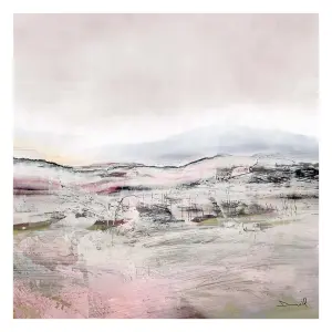 Dan Hobday Distant Land Canvas Print Grey/Pink (60cm x 60cm)