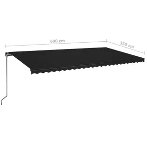 Berkfield Manual Retractable Awning with LED 600x350 cm Anthracite