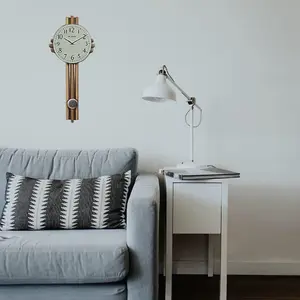 Contemporary 75cm Wood Cross Design Wall Clock with Pendulum