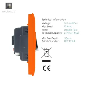 Trendiswitch ORANGE 13 Amp Fused Spur with Flex Outlet