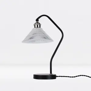 First Choice Lighting Matt Black With Fluted Glass Table Lamp