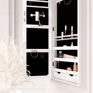 Amelia White Mirrored Jewellery Cabinet