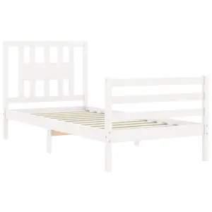 Berkfield Bed Frame with Headboard White 90x200 cm Solid Wood