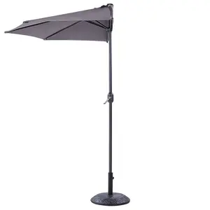 Half-Round Garden Parasol 2.7m Grey GALATI