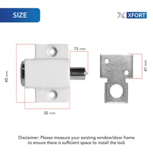 XFORT 2 Pack White Patio Door Lock & Window Locks for UPVC Windows & Doors