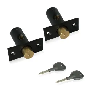 XFORT 2 Pack 35mm, Mortice Window Rack Bolts With 2 Star Keys, Rack Bolt Kit (Black)