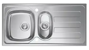 Clearwater Kudos 1.5 Bowl and Drainer Stainless Steel Kitchen Sink 1000x500 - KU150