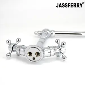 JASSFERRY Vintage French Mixer Tap Traditional Crosshead Handles Chrome