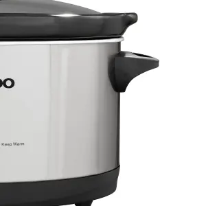 Daewoo Slow Cooker 6.5 Litre With 3 Heat settings Easy Clean Silver SDA1788GE