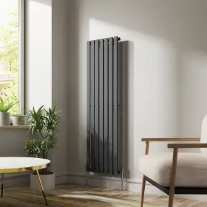 Right Radiators 1600x480 mm Vertical Single D Shape Flat Panel Designer Radiator Anthracite