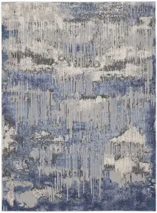 Blue Grey Abstract Modern Luxurious Rug For Dining Room Bedroom & Living Room-160cm X 221cm