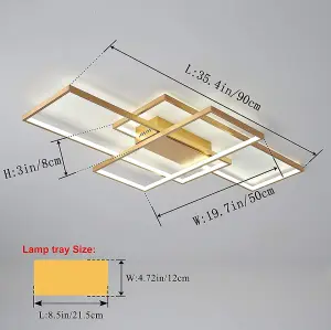 Garwarm Gold LED Ceiling Light with Remote Control, Dimmable Ceiling Lamp 50W, Fixtures for Living Dining Room Bedroom Kitchen