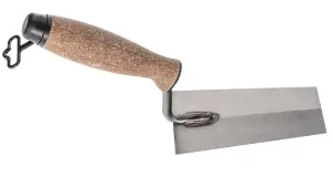 Toolty Bucket Trowel with Cork Handle 130mm Grinded Carbon Steel for Brickwork and Plastering Rendering Masonry DIY