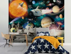 Walltastic Space Adventure Multicolour Smooth Wallpaper Mural 8ft high x 10ft wide