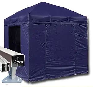 3m x 3m Trader-Max 30 Instant Shelter Pop Up Gazebos Frame, Canopy & Sides - Navy Blue