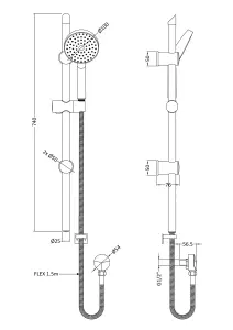 Round Slide Rail Shower Kit with Water Saving Head & Outlet Elbow - Chrome - Balterley