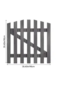 Grey Coated Wooden Garden Gate Freestanding Outdoor Picket Fence Gate W 90cm W 90cm