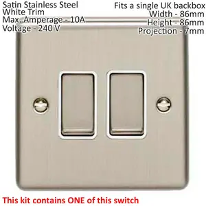 Light Switch Pack - 2x Single & 1x Double Gang - SATIN STEEL / Grey 2 Way 10A